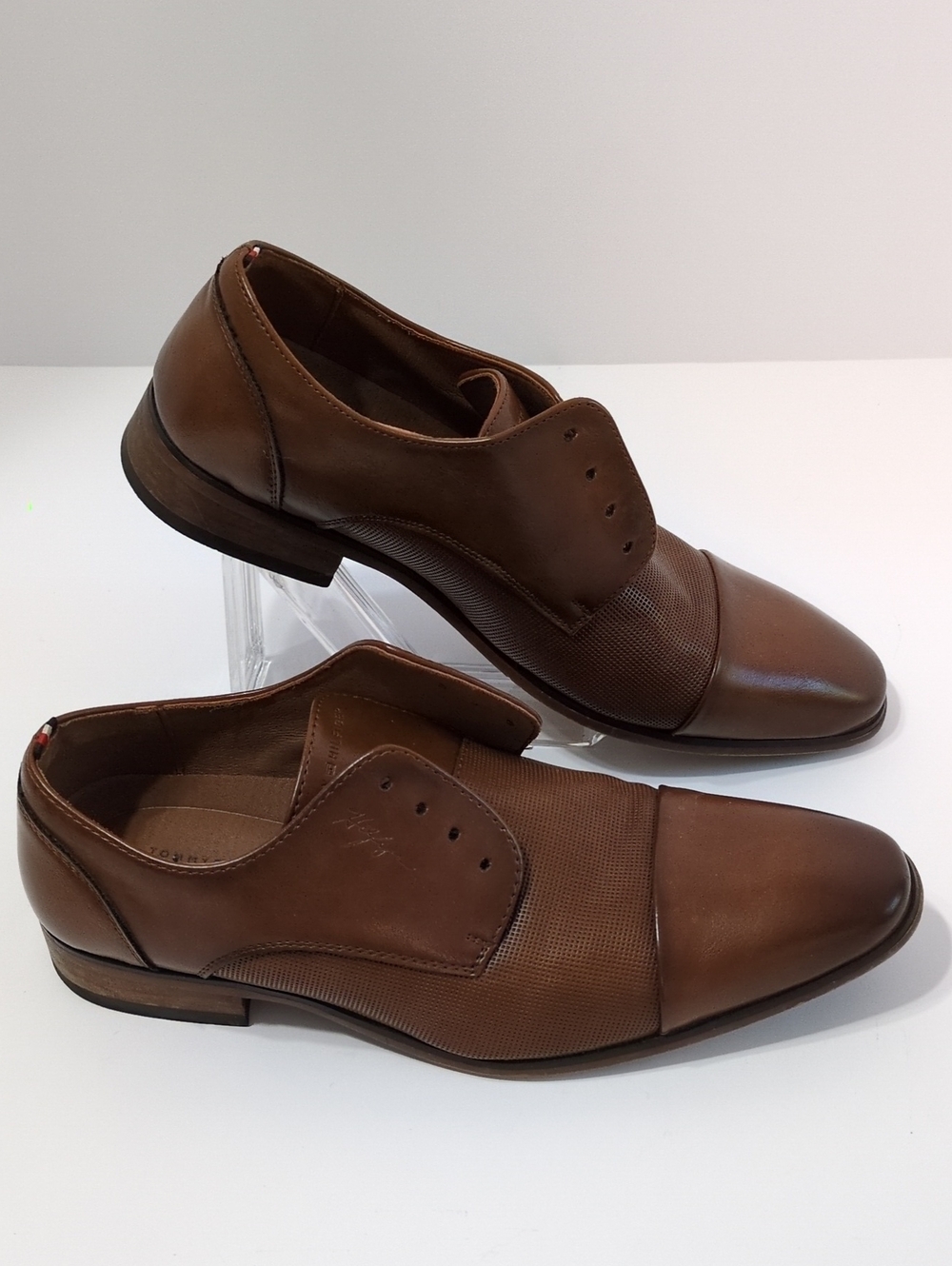 Tommy Hilfiger Mens Sheldon Cap Toe Derby Oxfords Brown Textured PU Size 9 M